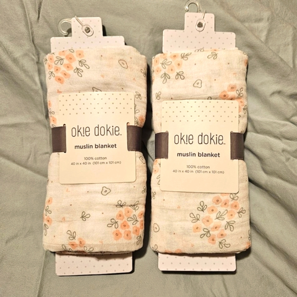 Okie dokie 100% cotton muslin blankets